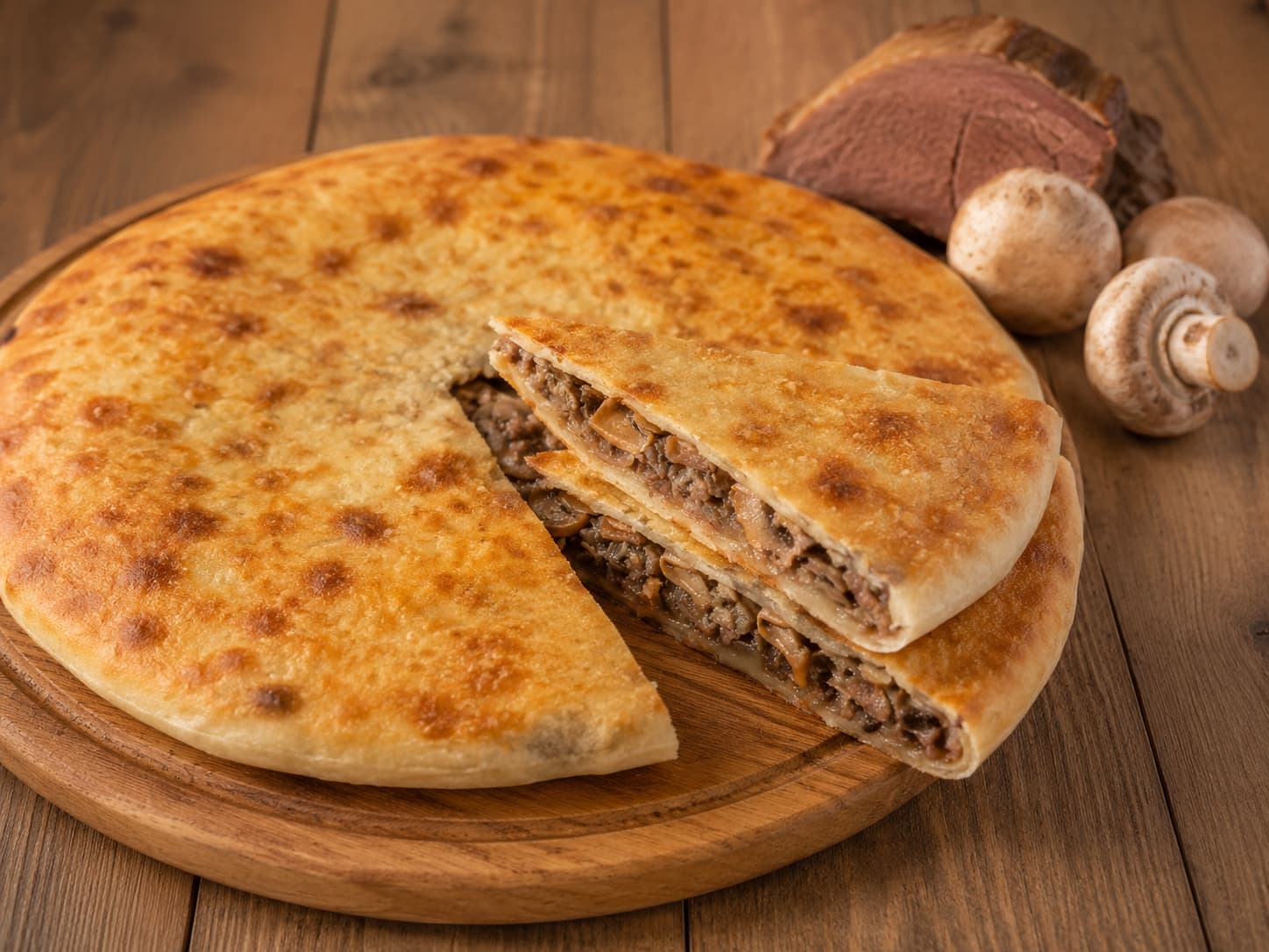 Пирог с мясом и грибами